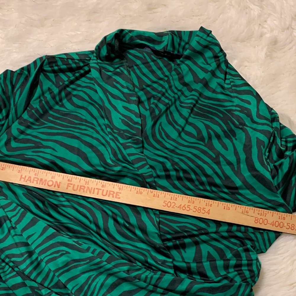 Green Zebra Print Wrap Dress - Picture 14 of 14